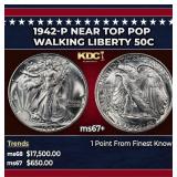 1942-p Walking Liberty Half Dollar Near Top Pop 50