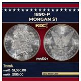 1890-p Morgan Dollar $1 Grades ms64+