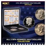 Complete 3 PC. 1974 Kennedy Half Dollar 50c set In