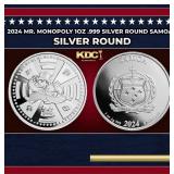 2024 Mr. Monopoly 1oz .999 Silver Round Samoa Roun