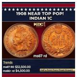 1908 Indian Cent Near Top Pop! 1c ms67 rd SEGS