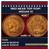 1903 Indian Cent Near Top Pop! 1c ms66+ rd SEGS