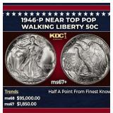 1946-p Walking Liberty Half Dollar Near Top Pop 50