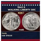 1942-s Walking Liberty Half Dollar 50c Grades ms66