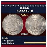 1879-p Morgan Dollar $1 Grades ms63+