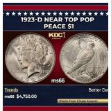 1923-d Peace Dollar Near Top Pop $1 ms66 SEGS