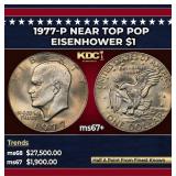 1977-p Eisenhower Dollar Near Top Pop $1 ms67+ SEG