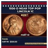 1936-d Lincoln Cent Near Top Pop 1c ms67 rd SEGS