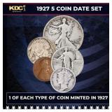 1927 5 Coin Date Set, 1 Of Each Type Of Coin Minte