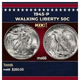 1945-p Walking Liberty Half Dollar 50c Grades ms66