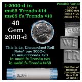 BU Shotgun Jefferson 5c roll, 2000-d 40 pcs Bank $