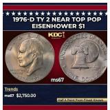 1976-d Ty 2 Eisenhower Dollar Near Top Pop $1 ms67