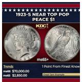 1923-s Peace Dollar Near Top Pop $1 ms65+ SEGS