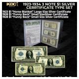 1923-1934 3 Note $1 Silver Cerrtificate Type Set 1