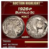 1926-p Buffalo Nickel 5c ms66+ SEGS