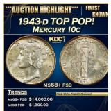 1943-d Mercury Dime TOP POP! 10c ms68+ fsb SEGS