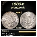 1889-p Morgan Dollar $1 Grades ms65+