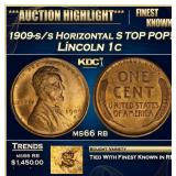 1909-s/s Horizontal S Lincoln Cent TOP POP! 1c ms6