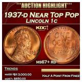 1937-d Lincoln Cent Near Top Pop 1c ms67+ rd SEGS