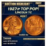 1927-p Lincoln Cent TOP POP! 1c ms68 rd SEGS
