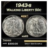 1943-s Walking Liberty Half Dollar 50c Grades ms65