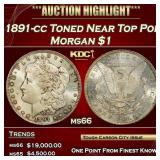 1891-cc Morgan Dollar Toned Near Top Pop $1 ms66 S