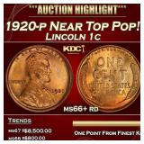 1920-p Lincoln Cent Near Top Pop! 1c ms66+ rd SEGS
