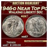 1946-d Walking Liberty Half Dollar Near Top Pop 50