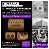 Rare GIMBLES Unc Morgan Dollar $1 Roll 10 Coin B+