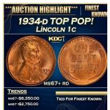 1934-d Lincoln Cent TOP POP! 1c ms67+ rd SEGS