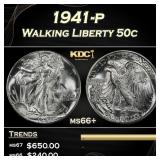 1941-p Walking Liberty Half Dollar 50c ms66+ SEGS