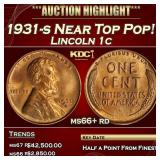 1931-s Lincoln Cent Near Top Pop! 1c ms66+ rd SEGS
