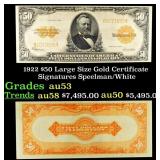 1922 $50 Large Size Gold Certificate Grades Select