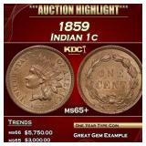1859 Indian Cent 1c ms65+ SEGS