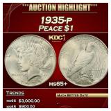 1935-p Peace Dollar $1 ms65+ SEGS