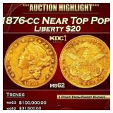 1876-cc Gold Liberty Double Eagle Near Top Pop! $2