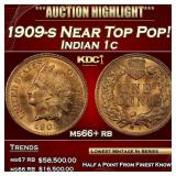 1909-s Indian Cent Near Top Pop! 1c ms66+ rb SEGS