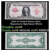 1923 $1 United States Note Grades Choice AU/BU Sli