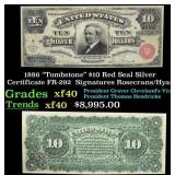 1886 $10 Red Seal Silver Certificate "Tombstone" F