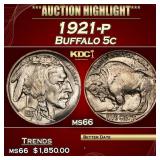 1921-p Buffalo Nickel 5c ms66 SEGS