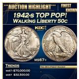 1942-s Walking Liberty Half Dollar TOP POP! 50c ms
