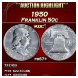 1950 Proof Franklin Half Dollar 50c pr67+ SEGS
