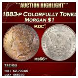 1883-p Morgan Dollar Colorfully Toned $1 ms66+ SEG