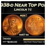 1938-d Lincoln Cent Near Top Pop 1c ms67 rd SEGS