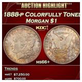 1888-p Morgan Dollar Colorfully Toned $1 ms66+ SEG