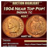 1904 Indian Cent Near Top Pop! 1c ms67 rd SEGS
