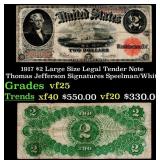 1917 $2 Large Size Legal Tender Note Thomas Jeffer