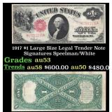 1917 $1 Large Size Legal Tender Note Grades Select