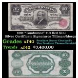1891 $10 Red Seal Silver Certificate "Tombstone" G