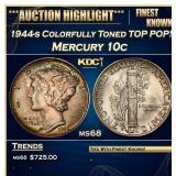1944-s Mercury Dime Colorfully Toned TOP POP! 10c